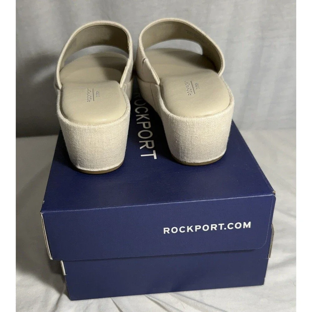 NEW NIB Rockport Aubriella Slides Womens Comfort Sandals Size 5.5 shoes Natural